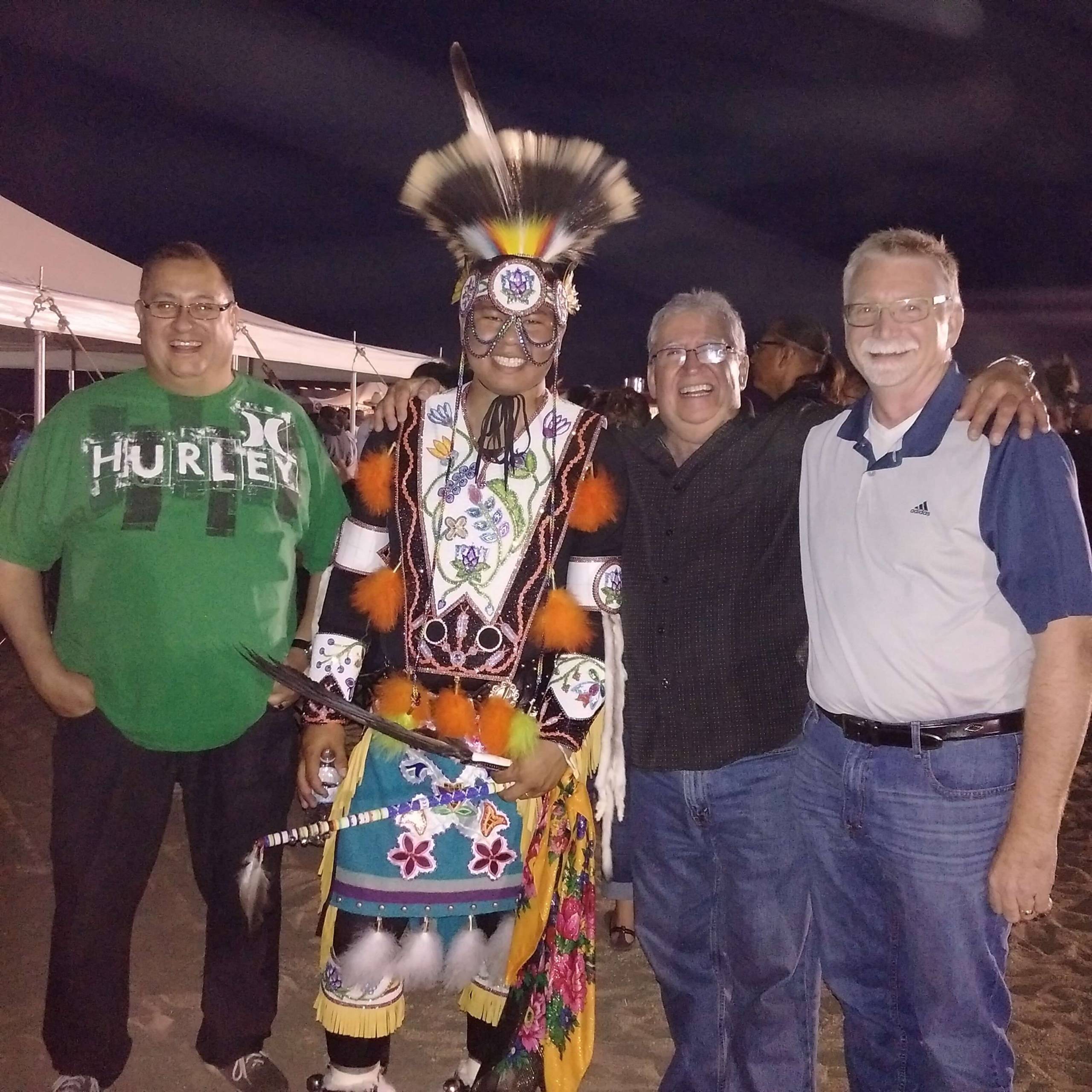 Harry Willmot, Herb Zobell, Thomas Benjoe, and David Reid at the Pow Wow grounds in Regina.